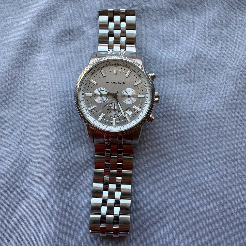 Michael Kors Silver Knurl Chronograph Men's Watch MK8072
